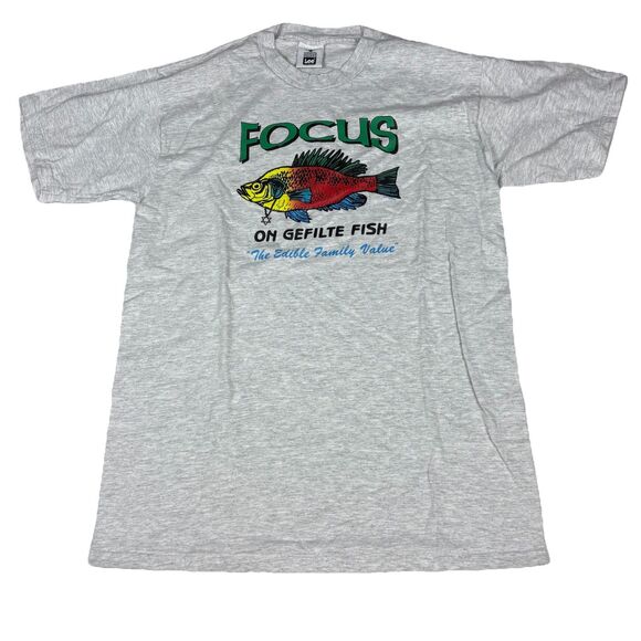 Vintage 90s Gefilte Fish T-Shirt L Lee USA Graphic Tee Jewish Humor Rodney King - Picture 2 of 6